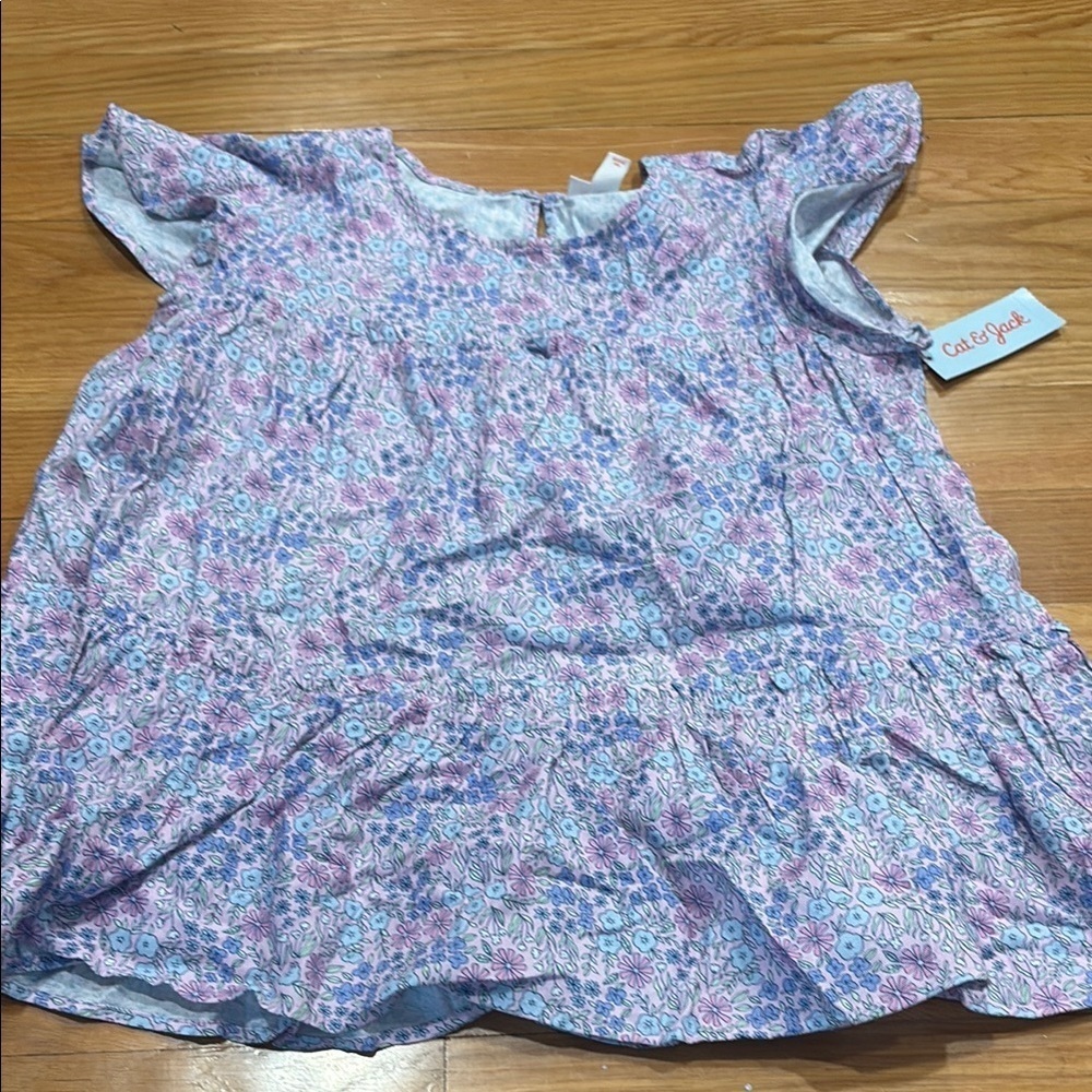 Cat & Jack Blue and Purple Floral Blouse